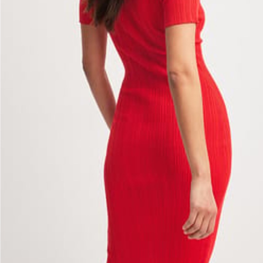 Boohoo Vibrant Red Midi Dress
